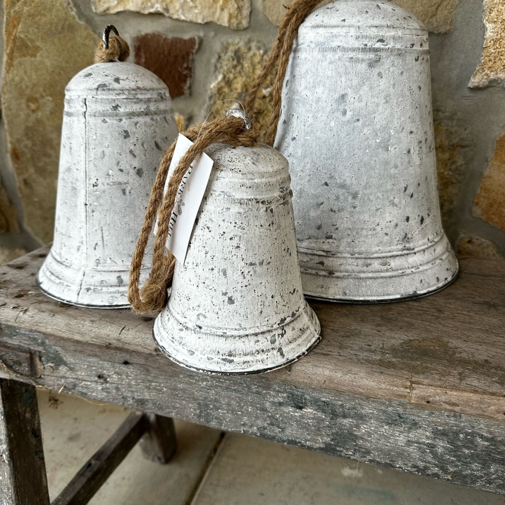 Rustic Gray Hanging Bells Holiday Decor